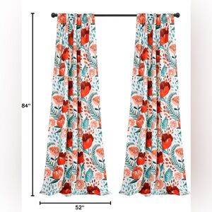 NIB Half Moon Poppy Curtain Set 84x52 2 Panels